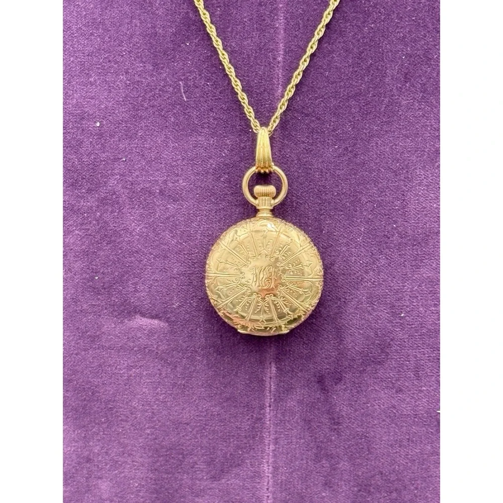 14K SOLID GOLD AMERICAN WALTHAM POCKET WATCH WITH CHAIN 15J